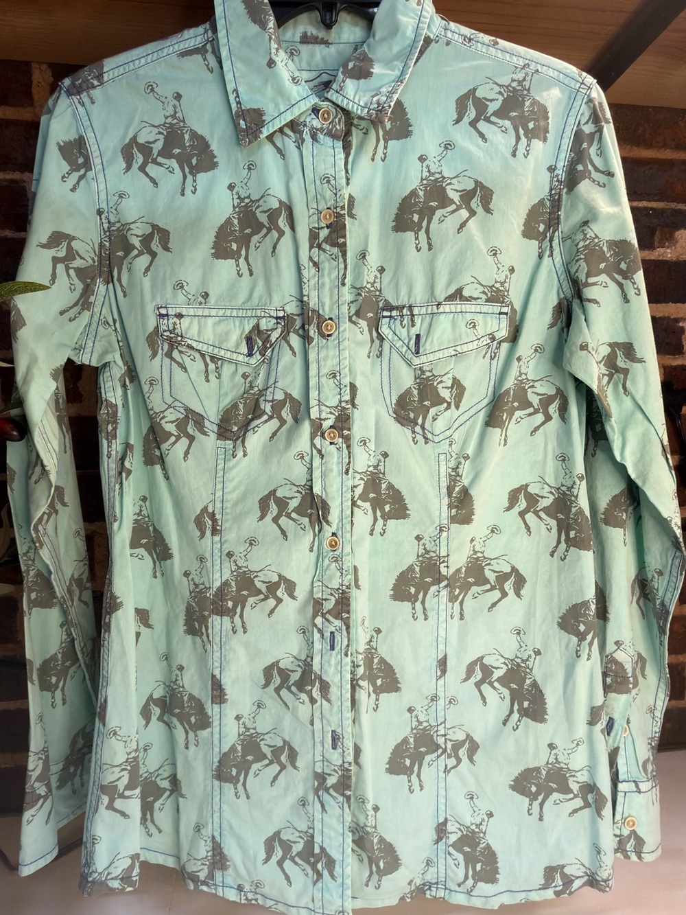 Mint Western Print Button-Down Shirt woman’s M